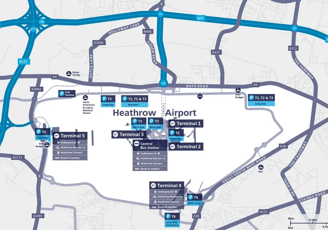 London Heathrow Airport, Terminal Map & Parking Guide