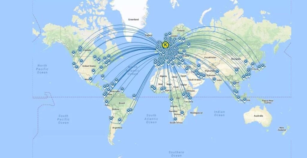 Image of Where does KLM fly Map